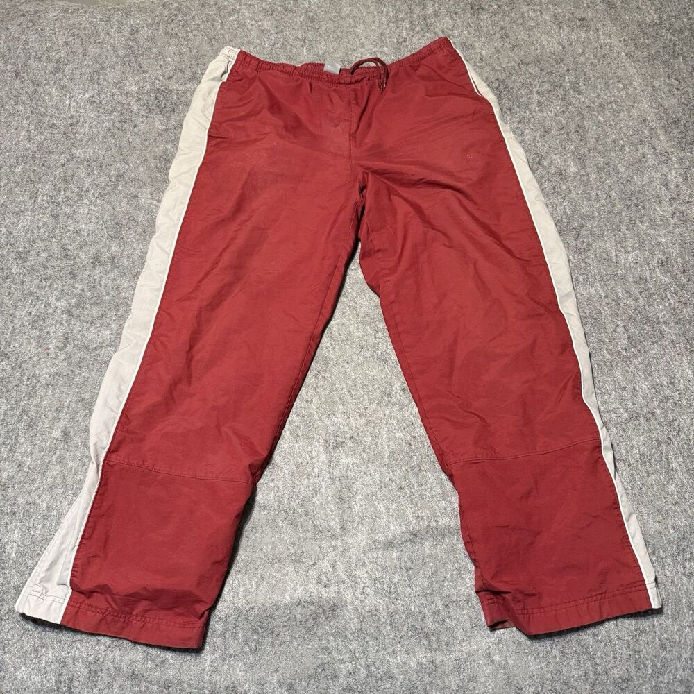 Vintage Y2K Nike Mens Baggy Athletic Training Pants Size 2XL Red Gray Striped